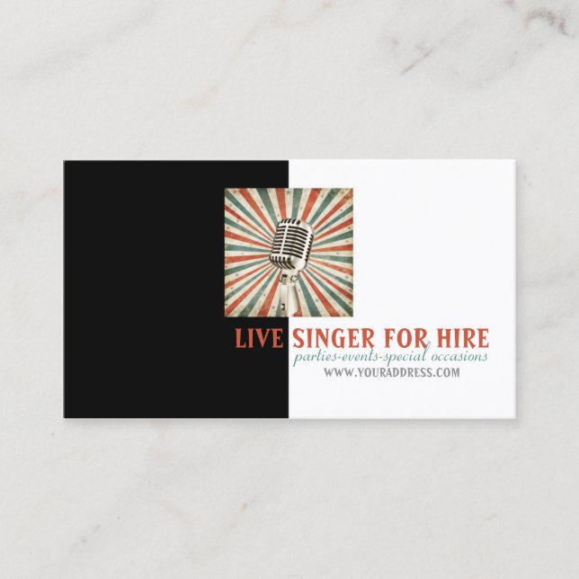 Tarjeta de la foto del micrófono del alquiler del (Anverso)