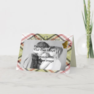 Tarjeta de la foto del navidad de la tela escocesa