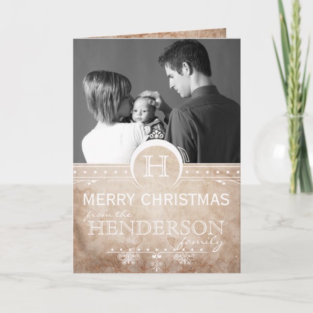 Tarjeta de la foto del navidad del art déco del (Anverso)