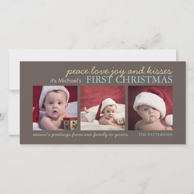 Tarjeta de la foto del navidad del bebé de la (Anverso)