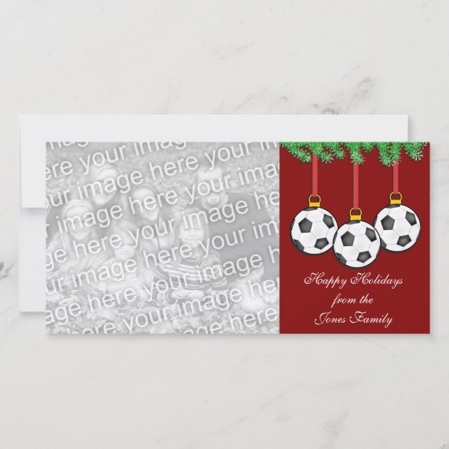 Tarjeta de la foto del navidad del fútbol (Anverso)