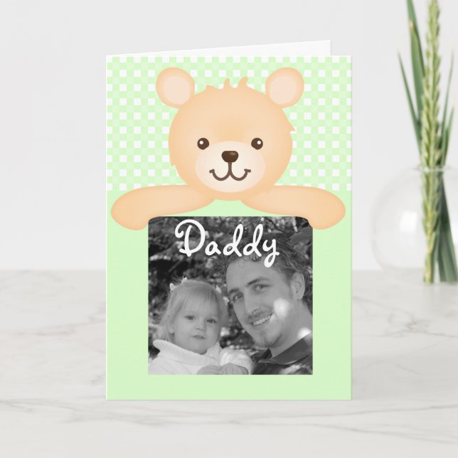 Tarjeta de la foto del oso de peluche del día de (Anverso)