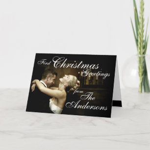 Tarjeta de la foto del primer par del navidad