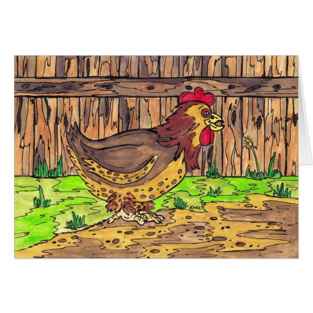 Tarjeta de la gallina del corral (Anverso (Horizontal))
