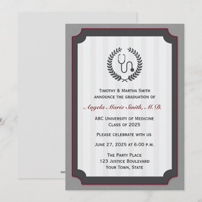 Tarjeta de la graduación de la Facultad de (Anverso / Reverso)