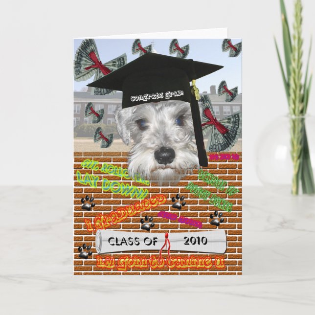 Tarjeta de la graduación del Schnauzer miniatura (Anverso)
