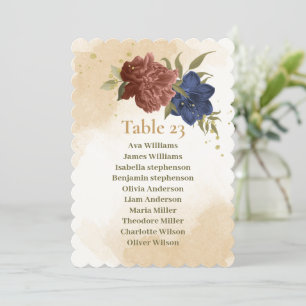 tarjeta de la gráfica de asientos florales azul ma