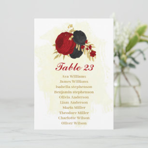 tarjeta de la gráfica dorada de flores rojas y neg
