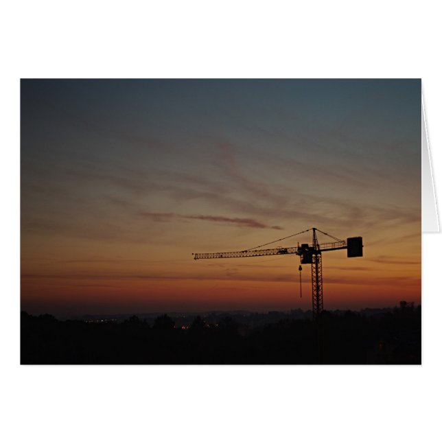 Tarjeta de la grúa del atardecer (Anverso (Horizontal))