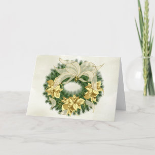 Tarjeta de la guirnalda del navidad de Poinsetta