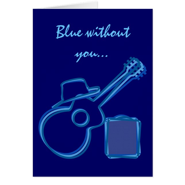 Tarjeta de la guitarra de los azules (Frente)
