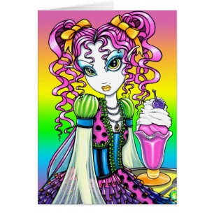 Tarjeta de la hada del arco iris del helado del