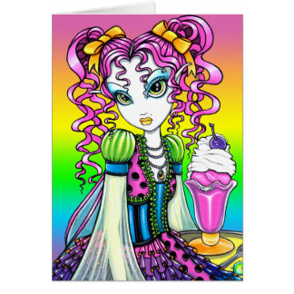 Tarjeta de la hada del arco iris del helado del