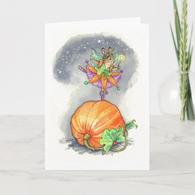 Tarjeta de la hada del conejito de Halloween (Anverso)