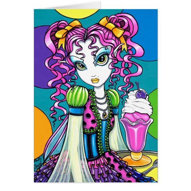 Tarjeta de la hada del helado del arco iris de (Frente)
