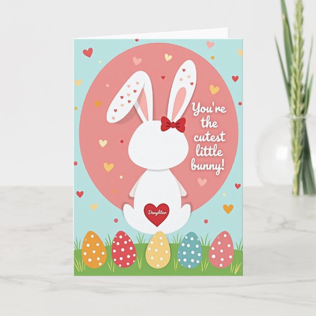 Tarjeta de la hija conejito más lindo (Anverso)