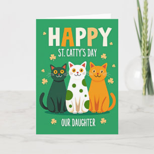 Tarjeta de la hija de los tréboles de gatos