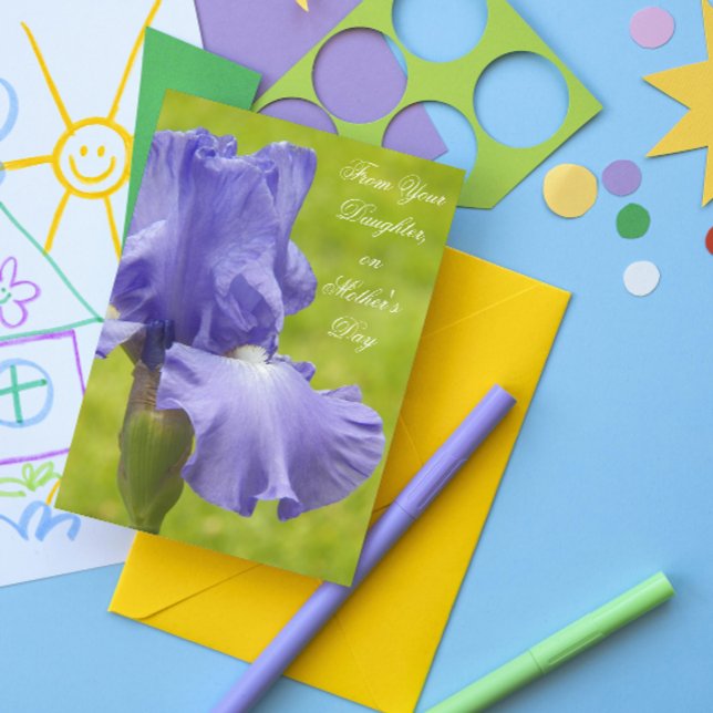 Tarjeta De la hija Día de la Madre Morada Iris Floral (In Situ)