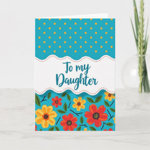 Tarjeta de la hija floral turquesa