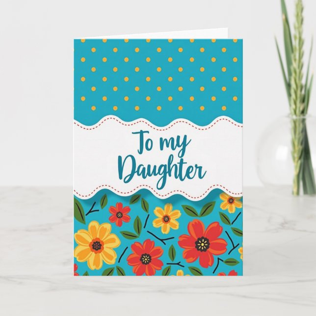 Tarjeta de la hija floral turquesa (Anverso)