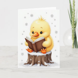 Tarjeta de la historia del pájaro amarillo en invi