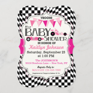 Tarjeta de la invitación de Baby Shower del coche
