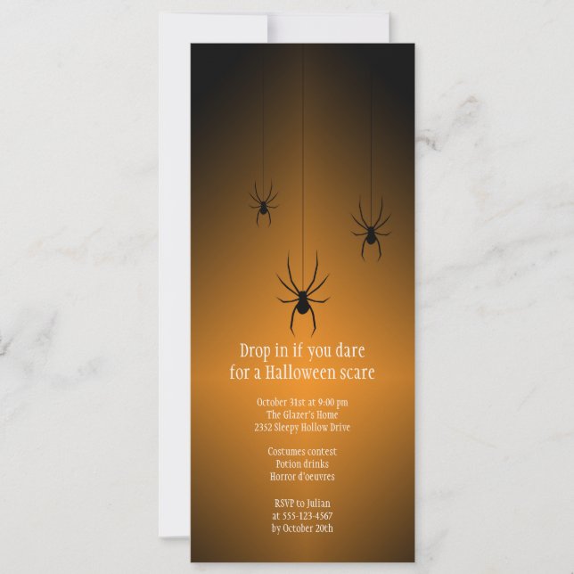 Tarjeta de la invitación de Halloween de la araña (Anverso)