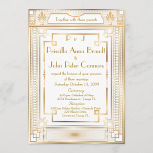 Tarjeta de la invitación de la boda, gran Gatsby,