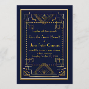 Tarjeta de la invitación de la boda, gran Gatsby,