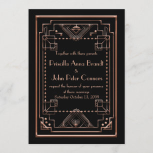 Tarjeta de la invitación de la boda, gran Gatsby,