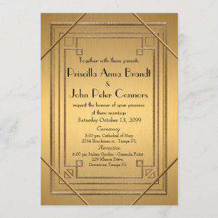 Tarjeta de la invitación de la boda, gran Gatsby,