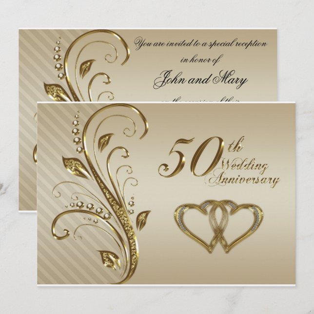 Tarjeta de la invitación del aniversario de boda (Anverso / Reverso)