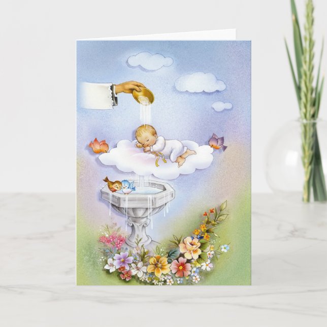 Tarjeta de la invitación del bautizo del bautismo (Anverso)