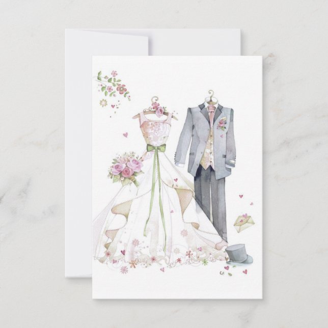 tarjeta de la invitación del boda del vintage (Anverso)