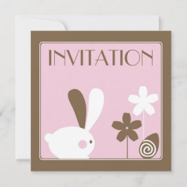 Tarjeta de la invitación del conejito de pascua