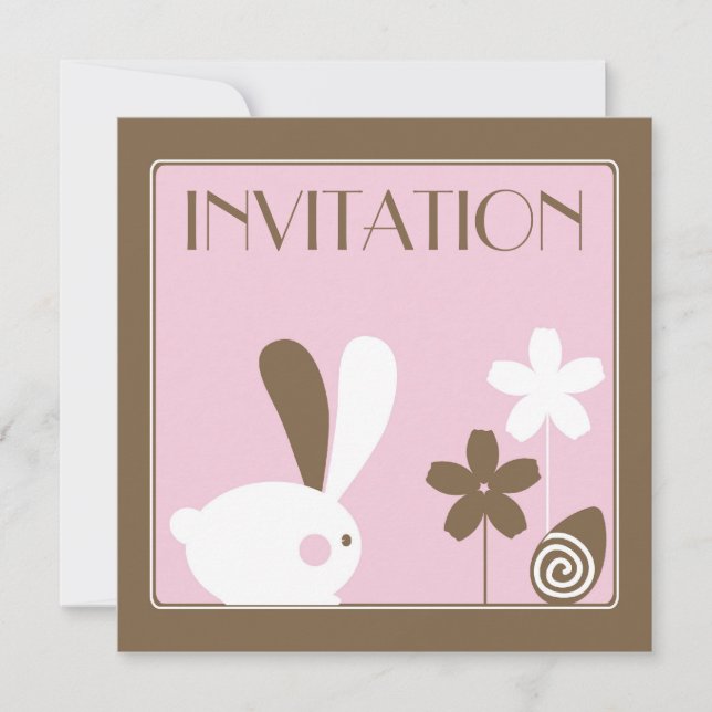 Tarjeta de la invitación del conejito de pascua (Anverso)
