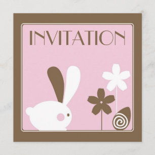 Tarjeta de la invitación del conejito de pascua