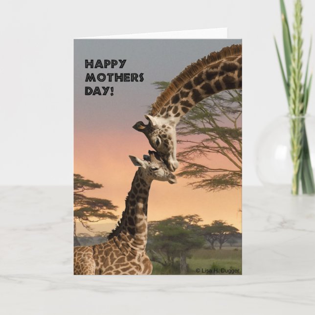 Tarjeta de la jirafa del día de madre (Anverso)