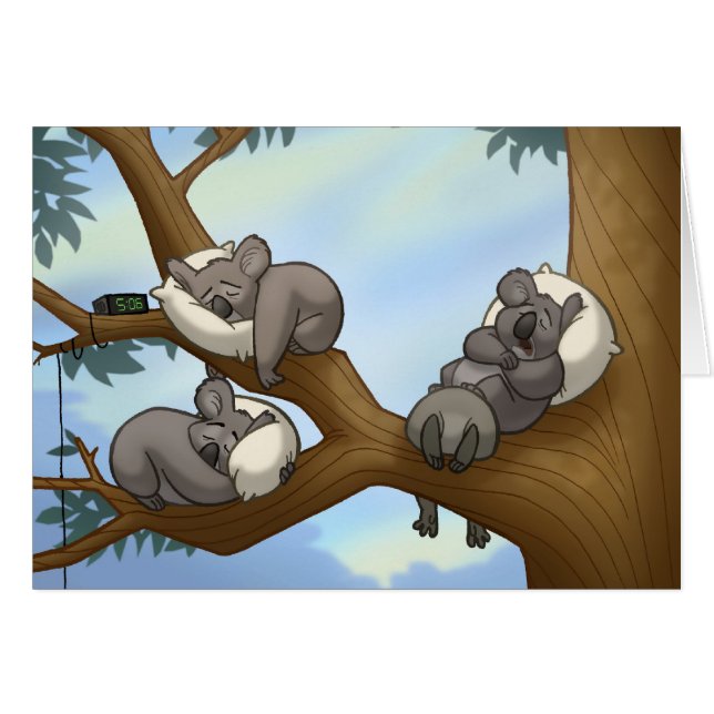 Tarjeta de la koala el dormir (Anverso (Horizontal))
