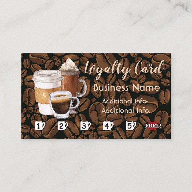 Tarjeta de la lealtad de la cafetería (Anverso)