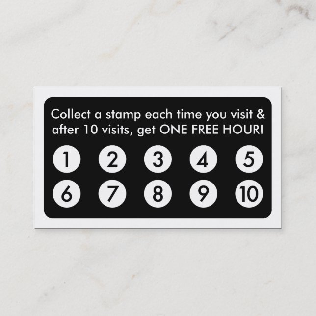 tarjeta de la lealtad de la SALA DE BILLAR de la (Reverso)