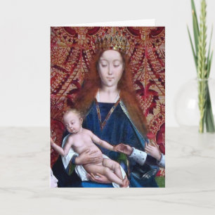 Tarjeta de la Madonna y el Niño entronizados (deta