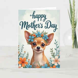Tarjeta de la madre de cachorro floral dulce