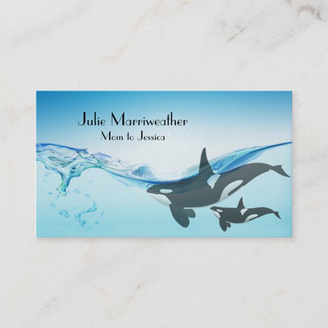 Tarjeta de la mamá de la ballena de la orca de la (Anverso)