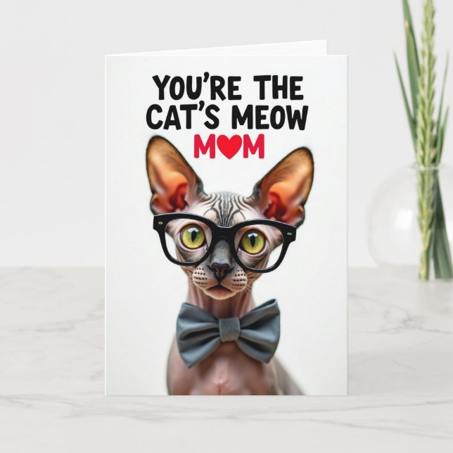 Tarjeta de la mamá gato Sphynx texturizada (Anverso)