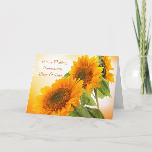 Tarjeta de la mamá y del papá del aniversario de (Anverso)