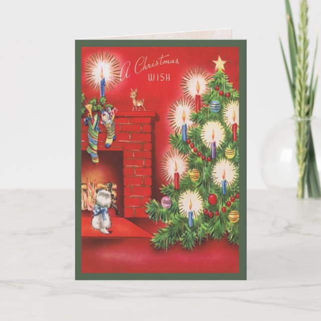 Tarjeta de la mañana de navidad del gatito que (Anverso)