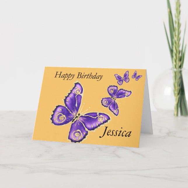 Tarjeta de la mariposa del feliz cumpleaños de (Anverso)