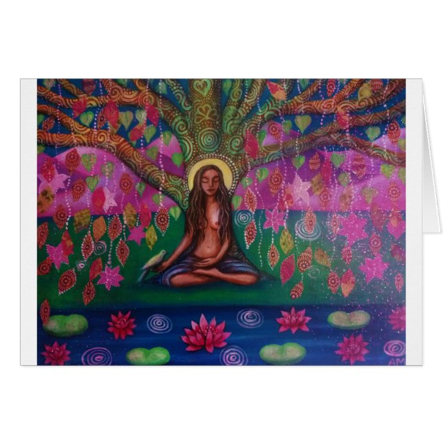 Tarjeta de la meditación del árbol de Bodhi (Anverso (Horizontal))