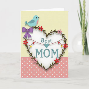 Tarjeta de la Mejor Mamá de Floral Suave